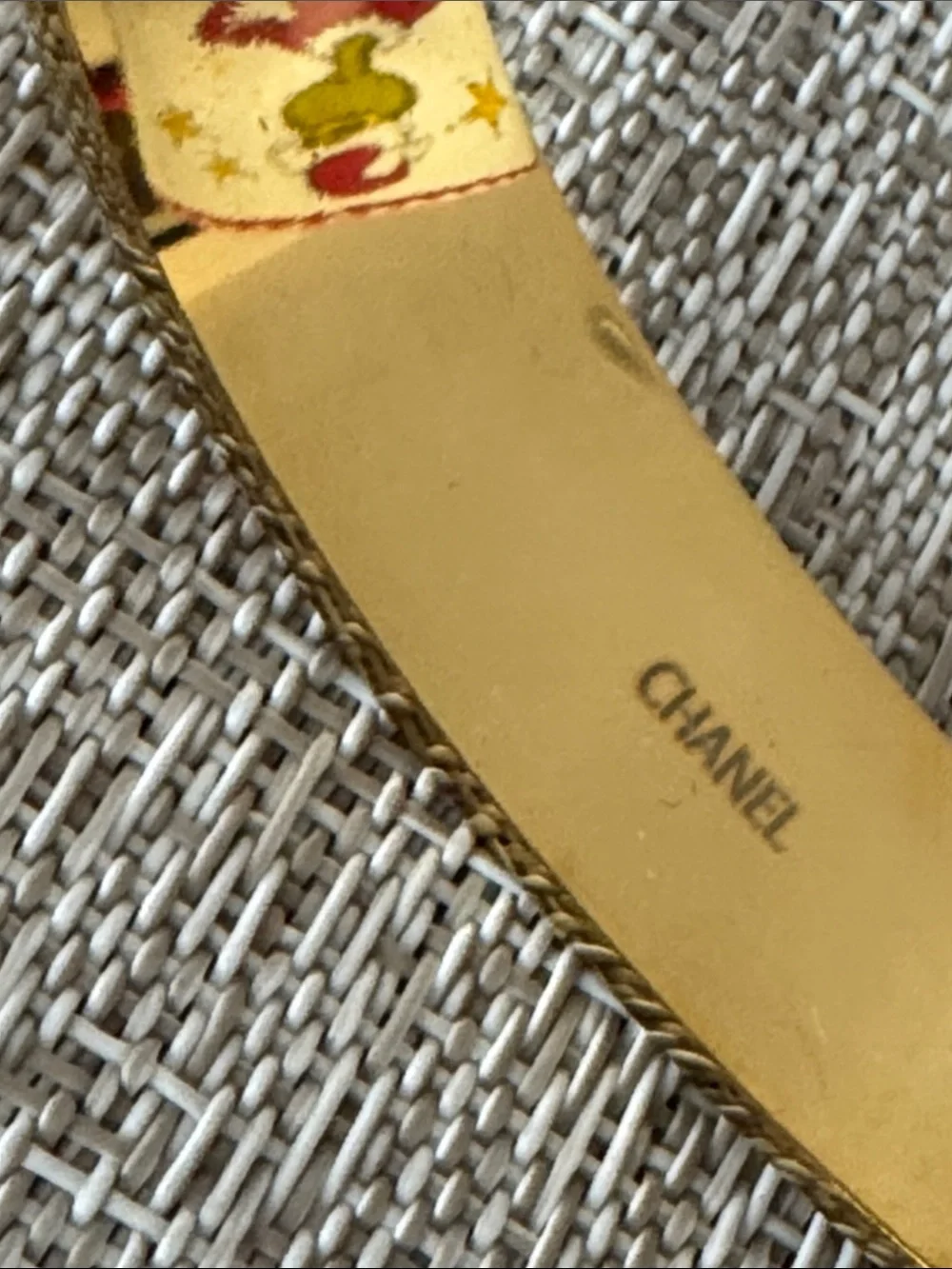 White Quilted style Bangle with Gold Logo Accent